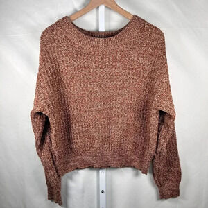 2/$30 Marled Sweater Size Large Cotton Oversized Orange Knit Woven